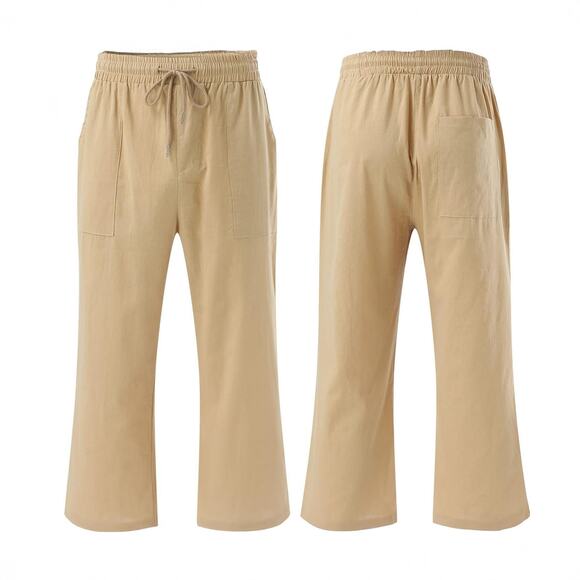 NWOT Cotton Linen Lightweight Wide Leg Cropped Pants Sz Medium Deep Pockets - Picture 2 of 7